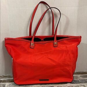 Rebecca Minkoff Red Nylon Tote Bag Leather Trim